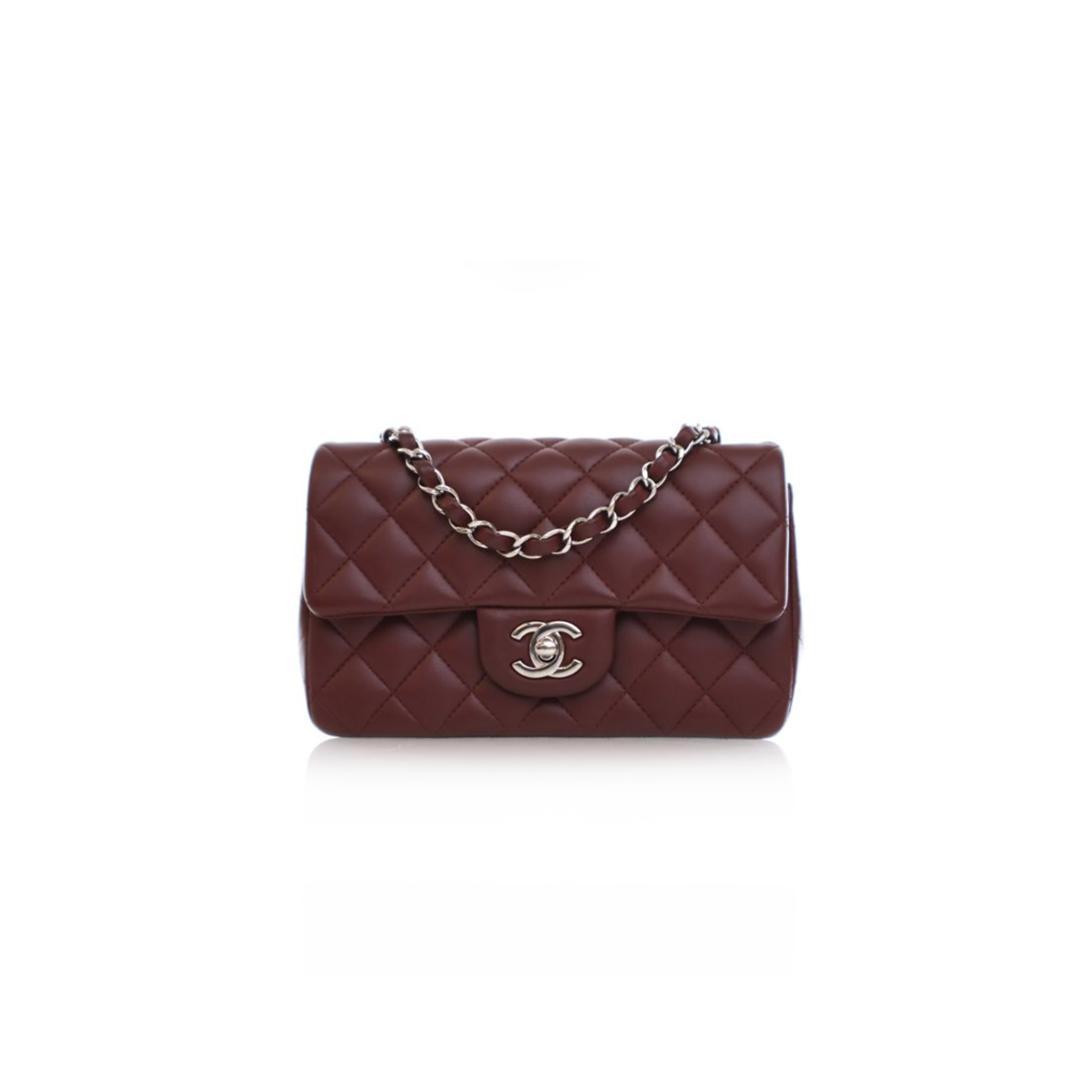 CHANEL MASTER MINI CLASSIC FLAP BAG BURGUNDY LAMBSKIN A01116 (20*13*6cm)